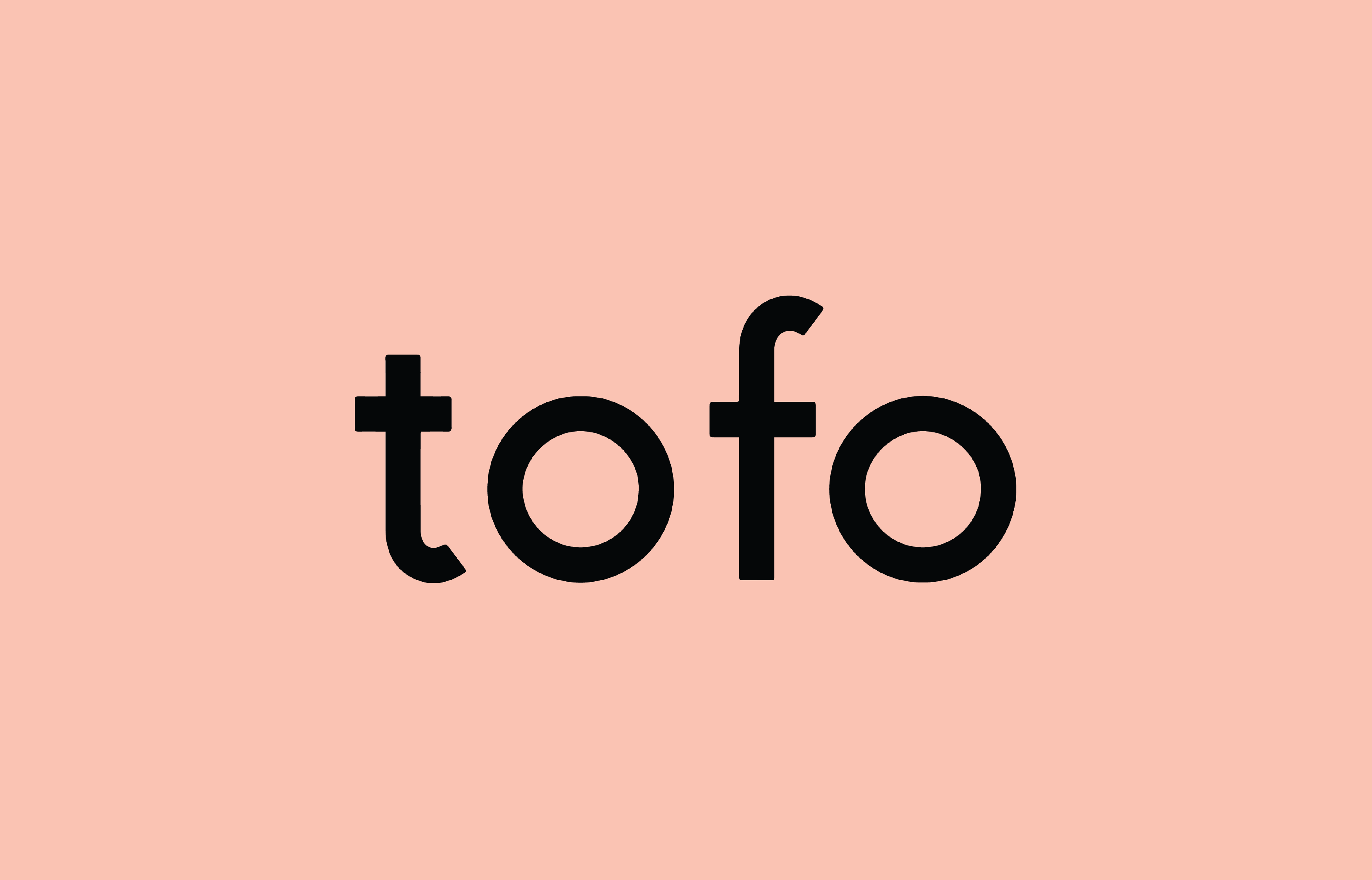 Tofo logo against tropical peach background